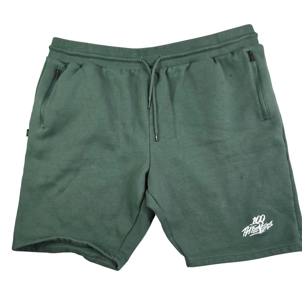 100 Thieves Sweat Shorts Lot of 2 Men 4XL Green Fleece Streetwear Gaming Pockets